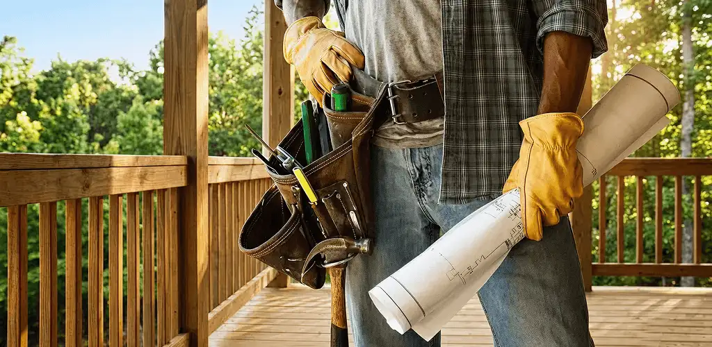Professional handyman with tool belt ready for home repairs in Evansville, IN