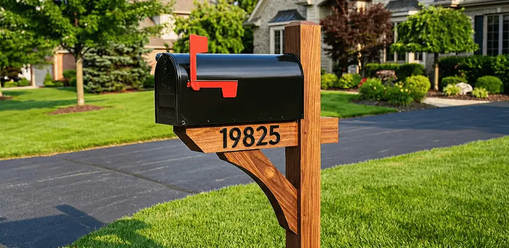 New mailbox installation with post and address number for a home in Evansville, IN